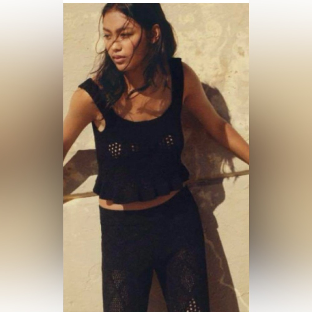 Zara crochet tank top black small